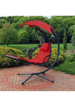 Cheapest 😀 Floating Lounge Chair with Umbrella/Cushion and Stand - Orange by Sunnydaze Decor 😀 -Sunnydaze Decor Shop Belk 5262