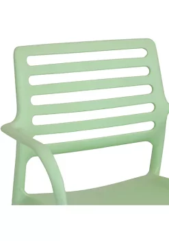 Buy 🥰 Astana Plastic Slat-Back Patio Armchair - Light Green - Set of 2 by Sunnydaze Decor 🎉 -Sunnydaze Decor Shop Belk 5270