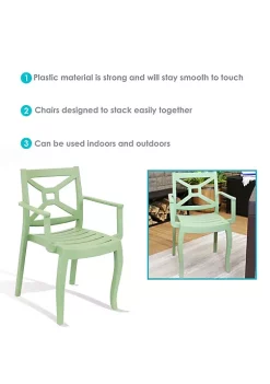 New 👍 Tristana Plastic Stackable Patio Armchair - Green - Set of 2 by Sunnydaze Decor 😍 -Sunnydaze Decor Shop Belk 5301