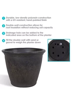 Wholesale ⭐ 24 in Anjelica Unbreakable Polyresin Planter - Sable - Set of 4 by Sunnydaze Decor ⌛ -Sunnydaze Decor Shop Belk 5307