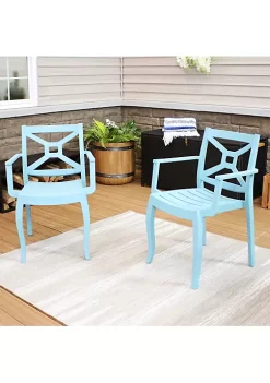 Outlet 😉 Tristana Plastic Stackable Patio Armchair - Blue - Set of 2 by Sunnydaze Decor ⌛