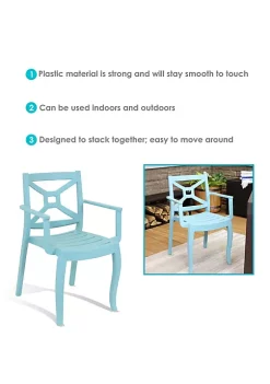 Outlet 😉 Tristana Plastic Stackable Patio Armchair - Blue - Set of 2 by Sunnydaze Decor ⌛ -Sunnydaze Decor Shop Belk 5313