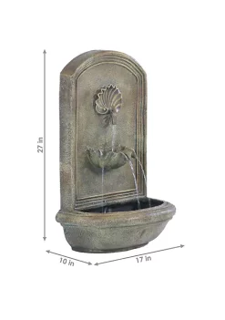 Deals 😀 Seaside Polystone Outdoor Solar Wall Fountain - Florentine Stone by Sunnydaze Decor 😍 -Sunnydaze Decor Shop Belk 5328