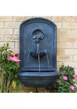 Outlet 🛒 Seaside Polystone Outdoor Solar Wall Fountain - Lead by Sunnydaze Decor ⌛