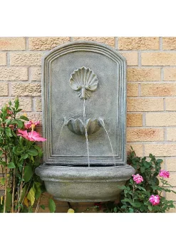 Cheap 🔔 Seaside Polystone Outdoor Solar Wall Fountain - French Limestone by Sunnydaze Decor 🎉