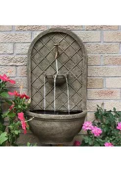 Cheap 😉 Messina Polystone Outdoor Solar Wall Fountain - French Limestone by Sunnydaze Decor 🔥
