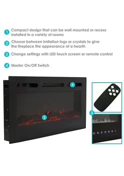 Flash Sale 💯 36 in Modern Flame Mounted Indoor Electric Fireplace - Black by Sunnydaze Decor ✔️ -Sunnydaze Decor Shop Belk 5370
