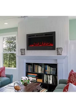 Flash Sale 💯 36 in Modern Flame Mounted Indoor Electric Fireplace - Black by Sunnydaze Decor ✔️ -Sunnydaze Decor Shop Belk 5372