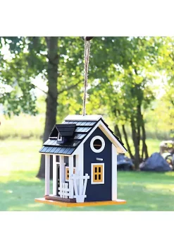 Cheapest 🔥 9.25 in Wooden Cozy Home Birdhouse with Solar LED Light - Blue by Sunnydaze Decor ⌛