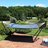 Best Pirce ✔️ 2-person Quilted Hammock with Universal Steel Stand - Misty Beach by Sunnydaze Decor 😀