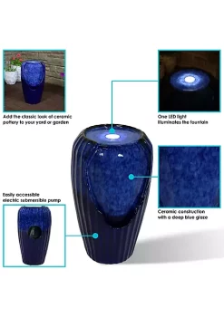 Buy ✔️ Sunnydaze Blue Ceramic Vase Water Fountain with LED Lights - 22-Inch by Sunnydaze Decor ❤️ -Sunnydaze Decor Shop Belk 5405