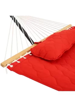 Discount 🤩 2-Person Quilted Fabric Hammock with Steel Stand - Red by Sunnydaze Decor 😀 -Sunnydaze Decor Shop Belk 5431