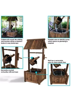 Buy 🤩 Rustic Wooden Wishing Well Water Fountain with Liner - 46 in by Sunnydaze Decor 🔥 -Sunnydaze Decor Shop Belk 5436