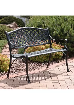 Wholesale 🤩 2-Person Checkered Cast Aluminum Outdoor Garden Bench - Black by Sunnydaze Decor ❤️ -Sunnydaze Decor Shop Belk 5461