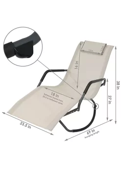 New ✨ Sunnydaze Folding Rocking Chaise Lounger with Pillow - Beige - Set of 2 by Sunnydaze Decor ⌛ -Sunnydaze Decor Shop Belk 5465