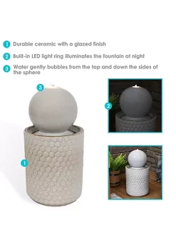 New 👏 Modern Orb on Circle Ceramic Fountain with LED Lights - 23.5 in by Sunnydaze Decor 🧨 -Sunnydaze Decor Shop Belk 5470