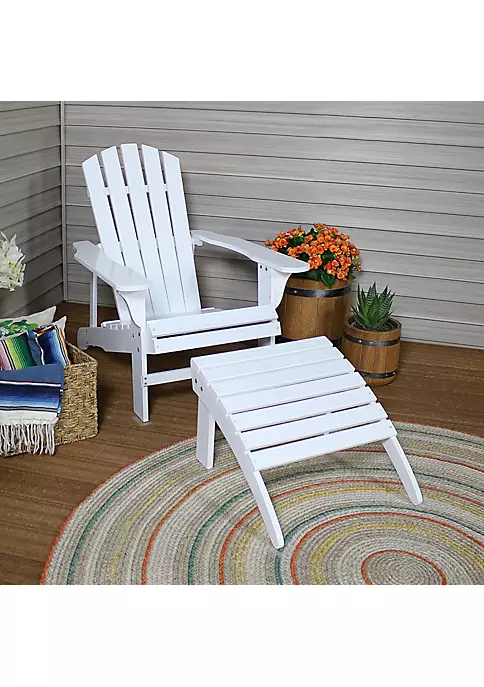 Hot Sale ๐ Classic Fir Wood Outdoor Adirondack Chair with Ottoman - White by Sunnydaze Decor โญ 3 Hot Sale ๐ Classic Fir Wood Outdoor Adirondack Chair with Ottoman - White by Sunnydaze Decor โญ