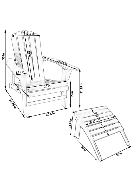 Hot Sale ๐ Classic Fir Wood Outdoor Adirondack Chair with Ottoman - White by Sunnydaze Decor โญ 5 Hot Sale ๐ Classic Fir Wood Outdoor Adirondack Chair with Ottoman - White by Sunnydaze Decor โญ - Image 3