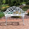 Discount 👏 2-Person Classic Rose Cast Aluminum Outdoor Garden Bench - White by Sunnydaze Decor 🛒