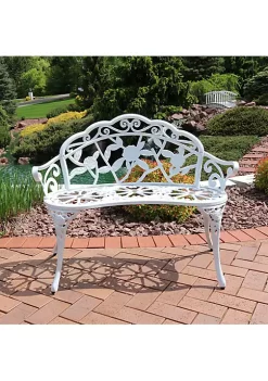 Discount 👏 2-Person Classic Rose Cast Aluminum Outdoor Garden Bench - White by Sunnydaze Decor 🛒 -Sunnydaze Decor Shop Belk 5490