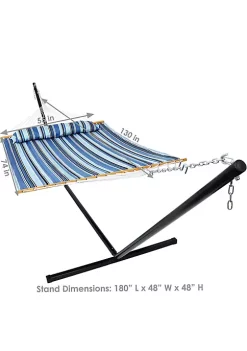 Budget 🔥 2-Person Quilted Fabric Hammock with Steel Stand - Misty Beach by Sunnydaze Decor 🛒 -Sunnydaze Decor Shop Belk 5501