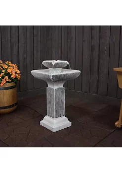 Top 10 💯 Square Resin Outdoor 2-Tier Bird Bath Water Fountain with Lights by Sunnydaze Decor 👏