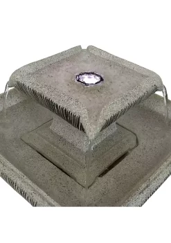 Top 10 💯 Square Resin Outdoor 2-Tier Bird Bath Water Fountain with Lights by Sunnydaze Decor 👏 -Sunnydaze Decor Shop Belk 5511
