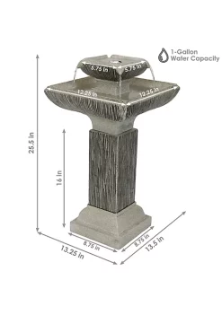 Top 10 💯 Square Resin Outdoor 2-Tier Bird Bath Water Fountain with Lights by Sunnydaze Decor 👏 -Sunnydaze Decor Shop Belk 5513