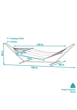 Outlet ⭐ 2-Person Quilted Fabric Hammock with Steel Stand - Sandy Beach by Sunnydaze Decor 👍 -Sunnydaze Decor Shop Belk 5534