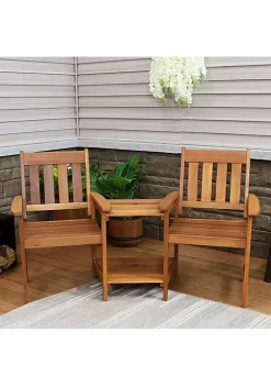 Best reviews of 🧨 Meranti Wood Patio Jack-and-Jill Chairs with Attached Table by Sunnydaze Decor 🎁