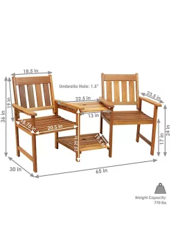 Best reviews of 🧨 Meranti Wood Patio Jack-and-Jill Chairs with Attached Table by Sunnydaze Decor 🎁 -Sunnydaze Decor Shop Belk 5562