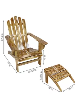 Wholesale 👍 Rustic Wooden Outdoor Adirondack Chair with Ottoman - Charred by Sunnydaze Decor 💯 -Sunnydaze Decor Shop Belk 5590