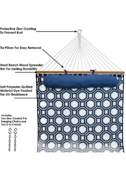 Best Pirce 🥰 2-Person Quilted Fabric Hammock with Steel Stand - Navy/Gray by Sunnydaze Decor 👍 -Sunnydaze Decor Shop Belk 5613