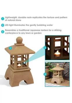 Cheap ⭐ Asian Pagoda Resin Outdoor Water Fountain with LED Lights - 23 in by Sunnydaze Decor 🎉 -Sunnydaze Decor Shop Belk 5629