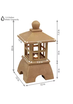 Cheap ⭐ Asian Pagoda Resin Outdoor Water Fountain with LED Lights - 23 in by Sunnydaze Decor 🎉 -Sunnydaze Decor Shop Belk 5630