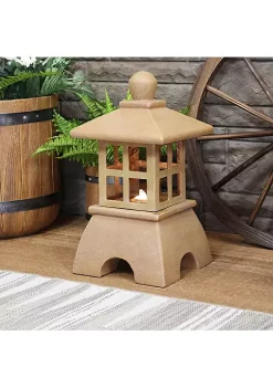 Cheap ⭐ Asian Pagoda Resin Outdoor Water Fountain with LED Lights - 23 in by Sunnydaze Decor 🎉 -Sunnydaze Decor Shop Belk 5631