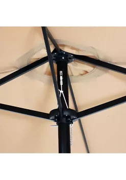 Budget 🥰 15 ft Steel Double-Sided Patio Umbrella with Sandbag Base - Tan by Sunnydaze Decor ❤️ -Sunnydaze Decor Shop Belk 5634