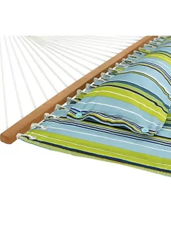 Wholesale ✨ 2-Person Quilted Fabric Hammock with Steel Stand - Blue/Green by Sunnydaze Decor 💯 -Sunnydaze Decor Shop Belk 5644