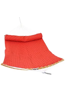 Best reviews of 🎁 Large Quilted Hammock with Curved Spreader Bars and Pillow - Red by Sunnydaze Decor 💯
