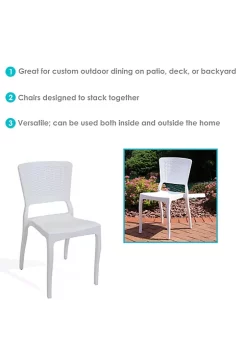 Best deal 🛒 Hewitt All-Weather Plastic Patio Dining Chair - White - Set of 2 by Sunnydaze Decor 🤩 -Sunnydaze Decor Shop Belk 5665