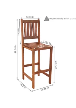 Best reviews of 💯 Meranti Wood Outdoor Bar-Height Chairs - Set of 2 by Sunnydaze Decor 🔔 -Sunnydaze Decor Shop Belk 5671