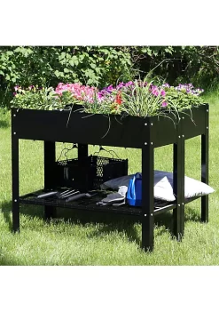 Best Pirce ๐คฉ Galvanized Steel Raised Bed with Mesh Shelf - Black - Set of 2 by Sunnydaze Decor ๐