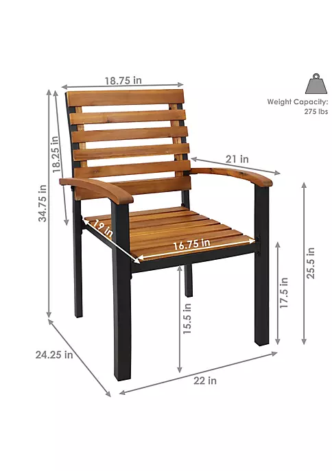 Brand new ๐ Julian Acacia Wood Patio Dining Armchair - Set of 2 by Sunnydaze Decor ๐ 7 Brand new ๐ Julian Acacia Wood Patio Dining Armchair - Set of 2 by Sunnydaze Decor ๐ - Image 5