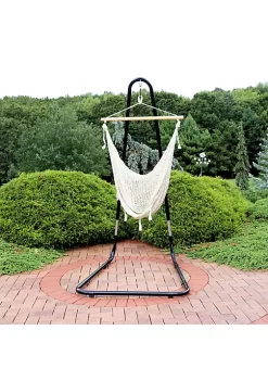 Hot Sale 👍 Extra Large Cotton Rope Hammock Chair with Steel Stand - Natural by Sunnydaze Decor ⌛ -Sunnydaze Decor Shop Belk 5701