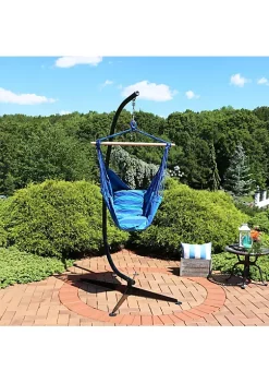 Wholesale ⌛ Cotton/Polyester Rope Hammock Chair with C-Stand - Oasis by Sunnydaze Decor ⭐