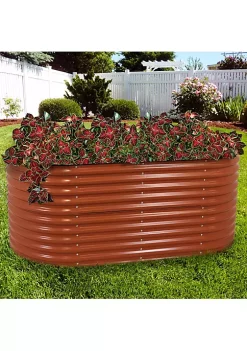Outlet ⭐ Galvalume Steel Oval Raised Garden Bed - Brown - 79 in x 32 in by Sunnydaze Decor 👍