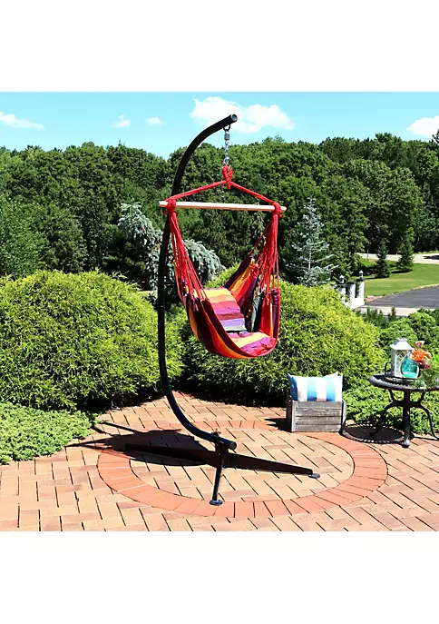 Buy ๐ Cotton/Polyester Rope Hammock Chair with C-Stand - Sunset by Sunnydaze Decor ๐ 6 Buy ๐ Cotton/Polyester Rope Hammock Chair with C-Stand - Sunset by Sunnydaze Decor ๐ - Image 4