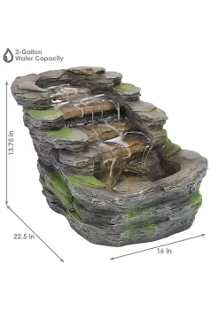 Top 10 ⭐ Shale Falls Outdoor Water Fountain with LED Lights - 13.75 in by Sunnydaze Decor 🤩 -Sunnydaze Decor Shop Belk 5752