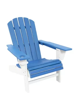 Discount 🤩 Sunnydaze All-Weather Blue/White Outdoor Adirondack Chair with Drink Holder by Sunnydaze Decor 👍 -Sunnydaze Decor Shop Belk 5758