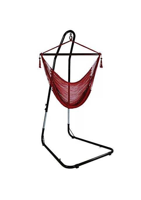 Discount 👍 Extra Large Hammock Chair with Adjustable Steel Stand - Red by Sunnydaze Decor 🔥 4 Discount 👍 Extra Large Hammock Chair with Adjustable Steel Stand - Red by Sunnydaze Decor 🔥 - Image 2
